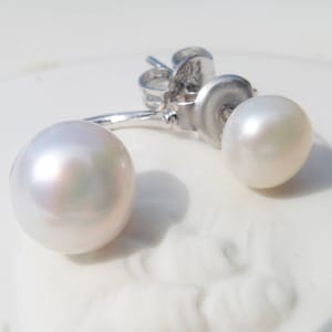 Double pearl earrings two pearls two-in-one 6 8.9 mm image 5