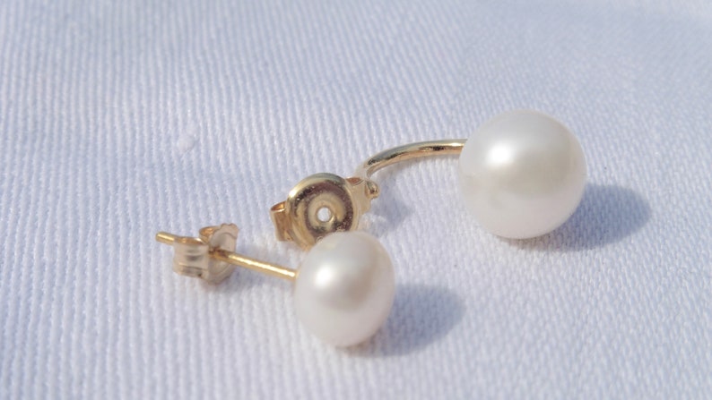 Double pearl earrings two pearls two-in-one 6 8.9 mm image 7