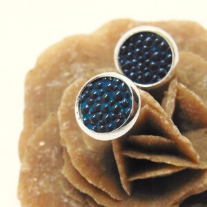 Earrings made of genuine stingray leather 10 mm silver 925 image 3