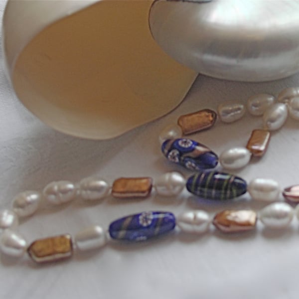 Collier de perles supergloss blanches verre Murano