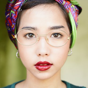 Vintage Eyeglass 1960&#39;s Oval shaped all metal Wire rim New Old Stock Gold toned