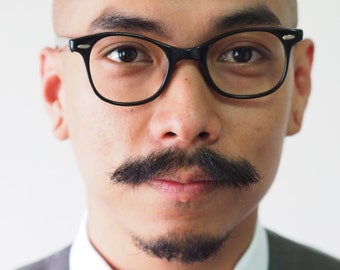 Vintage 1950s Men Eyeglasses Black NOS/ Midcentury Retro Eyewear/ Horn Rimmed Eyeglasses/ Beatnik Eyewear/ Preppy Ivy Style Eyeglasses