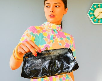 Vintage Faux Patent Leather Clutch/ 1980s Purse/ Vintage Handbag/ Vintage Purse/ Vintage Bag Woman/ Vintage Pocketbook/ Evening Bag