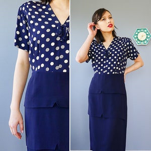 Vintage 1950s Peplum Dress Size M, Vintage Dress, 1950s Dress, Secretary Dress, Vintage Clothing, Retro Clothing, Vintage Day Dress