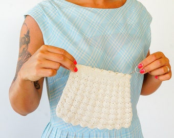 Vintage 1940s Crochet Purse/ Crochet Bag/ Vintage Purse/ Handbag/ Rockabilly Purse/ Evening Bag/ Retro Purse/ 1930s Coin Purse