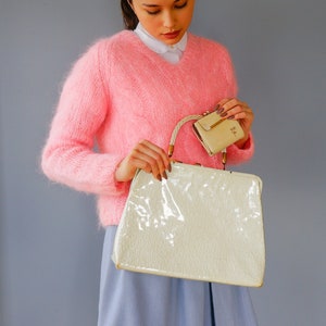 Monedero y billetera de plástico transparente de paja vintage de los años 50/ Monedero vintage/ Monedero de paja/ Bolso de los años 50/ Bolso de mano vintage/ Bolso rígido/ Rockabilly