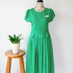 Vintage Polka Dot Dress Size S, 1980s Dress, Vintage Japanese Dress, Peplum Dress, Polka Dot, Retro Clothing, Secretary Dress, Day Dress