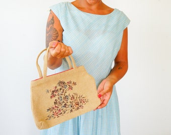 sac à main vintage tapisserie florale/ sac à main broderie/ sac à main vintage/ sac vintage/ sac de soirée/ sac à main rétro/ sac à main des années 1960/ sac des années 1950/ sac fourre-tout
