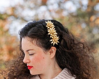 Fermaglio per capelli francese vintage anni '80 con perline e motivi floreali, fermaglio per capelli anni '80, cappello da donna retrò, accessorio per capelli Cottagecore Fairycore, fermaglio per capelli vintage