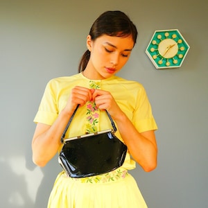 Vintage Patent Leather Frame Purse/ 1950s-60s Purse/ Vintage Handbag/ Vintage Bag Woman/ Vintage Pocketbook/ Vintage Purse/ Cocktail Purse