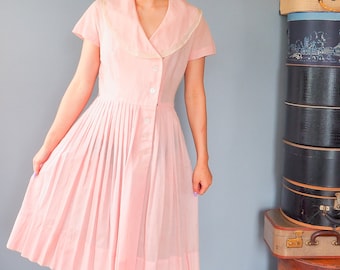 Vintage 1950s Cape Collar Pink Dress Size M, Vintage Dress, Shirtwaist Dress, 1950s Dress, New Look Dress, Vintage Clothing, Retro Clothing