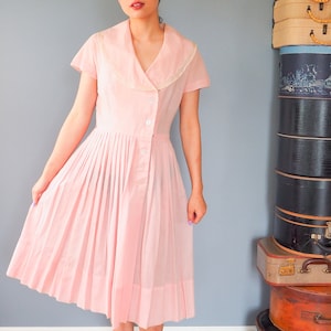 Vintage 50er Jahre Cape Kragen Rosa Kleid Größe M, Vintage Kleid, Shirtwaist Kleid, 1950er Kleid, New Look Kleid, Vintage Kleidung, Retro Kleidung