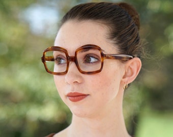 Vintage Eyeglasses 1960's Frames Glasses Made In France BY S.J. New Old Stock Blonde tortoiseshell tone POP art