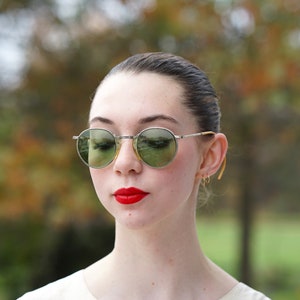 Vintage Eyeglasses 1970&#39;s By Cesco Made In USA Safety Glasses all metal green lens/ Retro MCM Eyeglasses