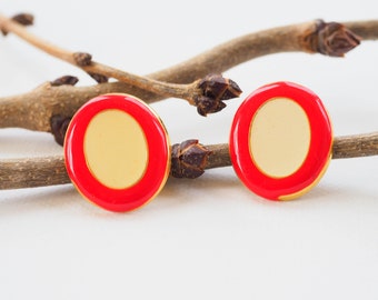 Boucles d'oreilles vintage en émail/ Ovales/ Boucles d'oreilles vintage/ Bijoux vintage/ Boucles d'oreilles/ Bijoux des années 1980/ Bijoux en émail/ Boucles d'oreilles des années 80/ Clous d'oreilles