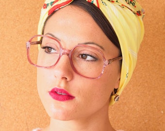 Vintage 70's Eyeglass New Oversize/Old Stock/Retro 1970's Frames Multi Color Pink And White Glasses made In France Disco