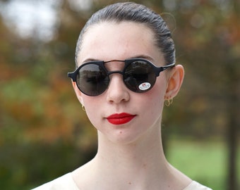 Vintage Sunglasses 1980s Multicolor Black and Gold Tone New Old Stock Aviator style Made In Korea