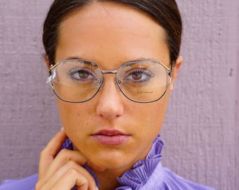 Vintage Eyeglass 1970s By Rembrand Made In Korea Frame New Old Stock Glasses silver and Gold Toned