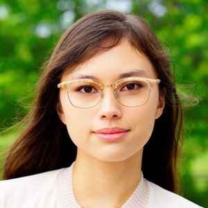 Vintage Eyeglasses 1970&#39;s Made In USA New Old Stock BY Shuron Model Nusir Bouquet Cream Tone