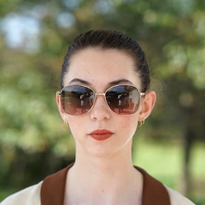 Vintage Sunglasses By women&#39;s Day Made In Korea 1990s Multi-color Gold and Green Tone