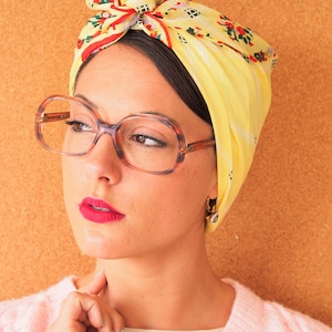 Vintage 70&#39;s Eyeglass New Oversize/Old Stock/Retro 1970&#39;s Frames Multi Color Blue Peach And Clear Glasses made In France Disco