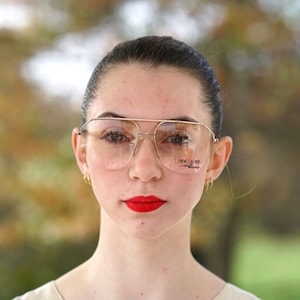 Vintage eyeglasses 1990&#39;s Frames/eyeglass/hipster/Aviator/ Gold Tone NOS New Old Stock By Nino bali Made In Italy