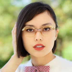 Gafas vintage ojo de gato, años 60, Cateye, fabricadas en EE. UU., nuevas, de stock antiguo, monturas rellenas de oro de 12 quilates