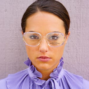 Vintage Eyeglass 1970s By Renaissance Made In France New Old Stock Frames Lavender Color with Gold Accents