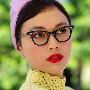 Óculos de grau vintage Cateye 1960&#39;s Cateye Óculos/armações/óculos de grau/pinup Fabricado nos EUA Novo Estoque antigo tom ébano Rockabilly