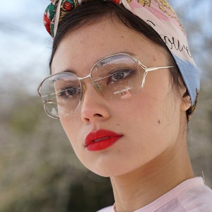 Vintage eyeglasses 1970&#39;s Frames/eyeglass/hipster/Silver Tone Made In Hong kong Disco retro