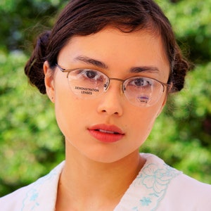 Vintage 1990s Eyeglasses/oval/thin/new old stock/wire rim Multicolor glasses multiple shades of brown eyeglass glasses made in Hong kong