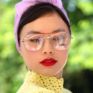 Vintage Aviator eyeglasses 1990s  New Old Stock By Prava Made In Korea Gold tone