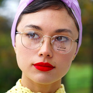 Vintage Eyeglasses 1990s/Glasses/New Old Stock/wire rim 90s frames Gold  toned Frames Eyeglass By Luis Vietelli Made In France
