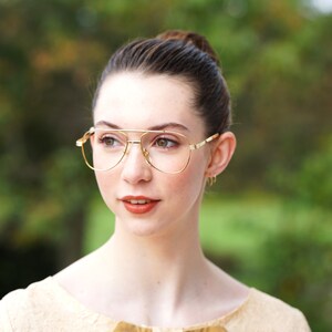 Vintage eyeglasses 1990's Frames/eyeglass/hipster/preppy/ Gold tone Made In Hong Kong By Anthony Martin