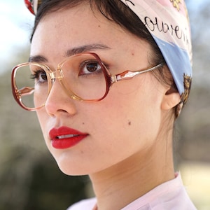 Vintage eyeglasses 1970&#39;s Frames/eyeglass/hipster/Multicolor Red and clear tone By artcraft made In USA