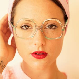 Vintage Eyeglass 1970s Glasses Retro Frames Multi Color Very Beautiful Colors New Old Stock Made In USA Green And Orange