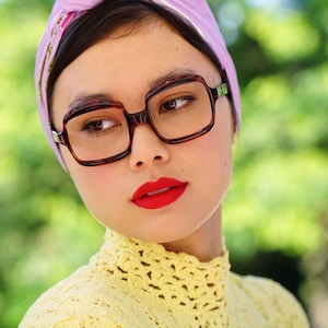 Vintage Eyeglasses 1960&#39;s Frames Pop art Mod Style Glasses Made In France By S.J New Old Stock Brown tone