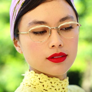 Vintage eyeglasses 1960&#39;s Pop Art eyeglass Oval Shape Frames New Old Stock All metal glasses 12k gold filled frames