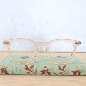 Vintage Eyeglasses 1970&#39;s By Willson Optical Rare Clear Honey tone Made In USA Nice Size Safety Glasses