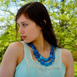 Vintage Beaded Necklace/ Multi Strand Necklace/ Vintage Necklace/ 1950s Necklace/ Choker/ Retro Jewelry/ Plastic Necklace/ 1960s Jewelry
