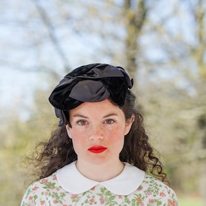 Vintage Bow Half Hat, Headband Hat, Vintage Hat, 1950s Hat, Cocktail Hat, Tea Party Hat, Women Hat, Fascinator Mini Hat, Retro MCM Hat