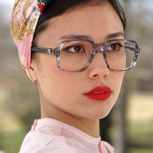 Vintage eyeglasses 1970&#39;s Frames/eyeglass/hipster/retro Multicolor blue and clear By arlene damon Made In Hong Kong