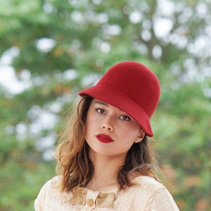 Vintage Wool Felt Women Cap Hat, 1950s-60s Hat, Vintage Hat, Vintage Women Hat, Fall Winter Hat, Vintage Cap, Vintage Mod Hat, Retro Hat