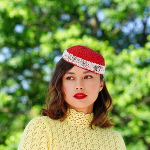 Vintage Straw Beaded Calot Hat, Vintage Half Hat, 1950s-60s Hat, Vintage Hat, Tea Party Hat, Cocktail Hat, Vintage Women Hat, MCM Hat