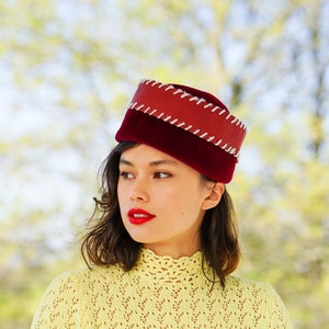 Vintage Fur Felt Pillbox Hat, 1950s-60s Hat, Vintage Hat, Vintage Women Hat, Cocktail Hat, Church Hat, Fall Winter Hat, Mrs Maisel Hat