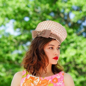 Vintage Straw Bubble Hat, Pillbox hat, 1950s-60s Hat, Vintage Hat, Women Hat, Tea Party Hat, Cocktail Hat, Spring Summer Hat, Retro Mod Hat