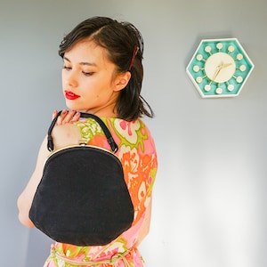 Vintage Black Fabric Purse/ 1950s Purse/ Vintage Handbag/ Cocktail Purse/ Vintage Bag Woman/ Pocketbook/ Vintage Purse/ Evening Bags