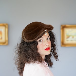 Vintage Velour Tilt Hat, Vintage turban 1940s-50s Hat, Vintage Hat, Vintage Women Hat, Church Hat, Retro MCM Hat, Autumn Hat, Fascinator