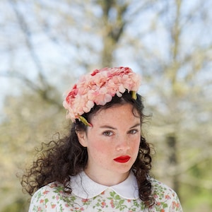 1950s Vintage Pink Floral Headband Vintage 1950s Pink Floral Headband Hat With Rhinestones - Etsy main image 2