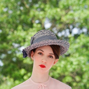 Vintage Stroh Trilby Hut, Frauen Fedora Hut, Vintage Hut, 1950er-60er Jahre Hut, Breite Krempe Hut, Vintage Mod Hut, Kentucky Derby Hut, Tea-Party Hut